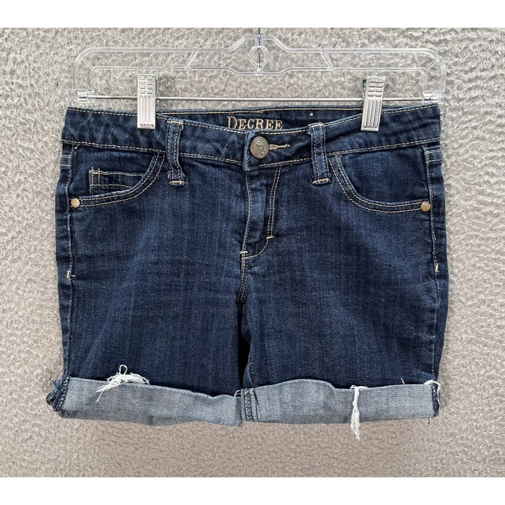 Decree Shorts Womens 5 Blue Super Skinny Stretch Distressed Denim Preppy Casual